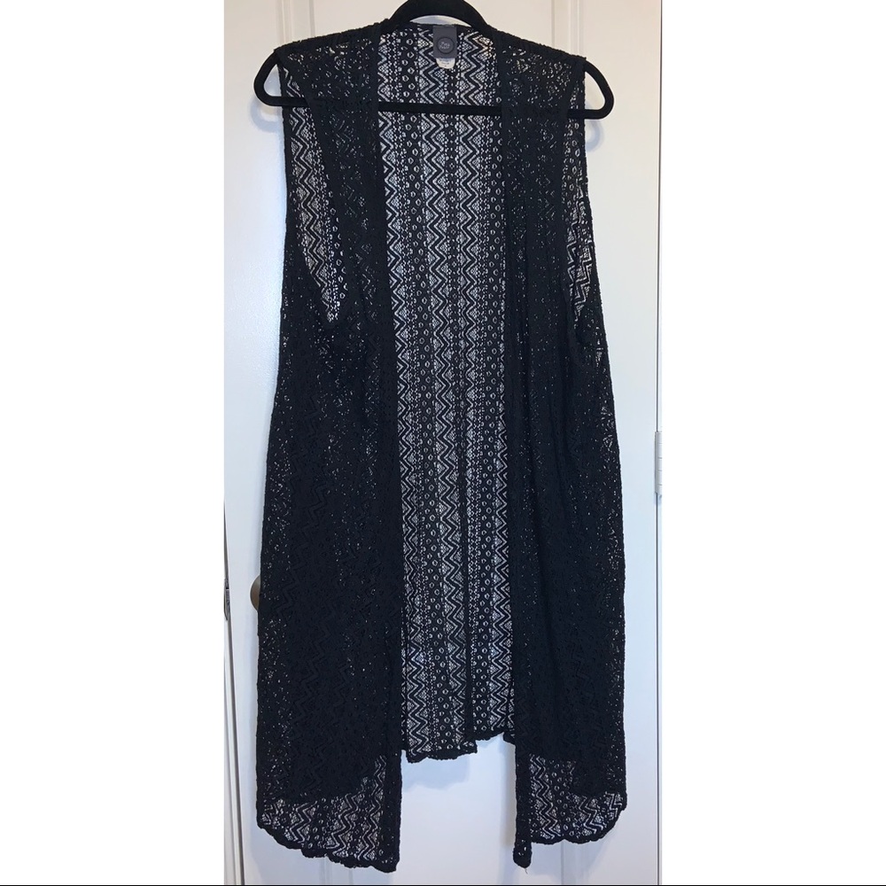 May Pink Black Lace Duster